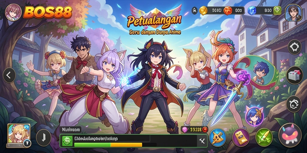 Tampilan gameplay seru dalam dunia <strong>BOS88</strong> yang penuh karakter anime menarik.