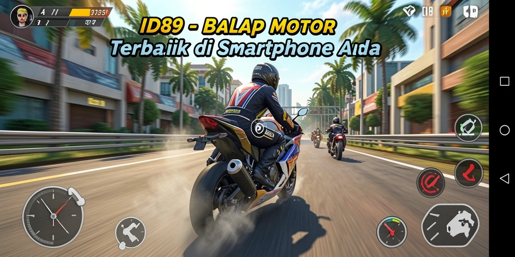 Screenshot gameplay IDR89 menampilkan aksi balap motor yang seru.