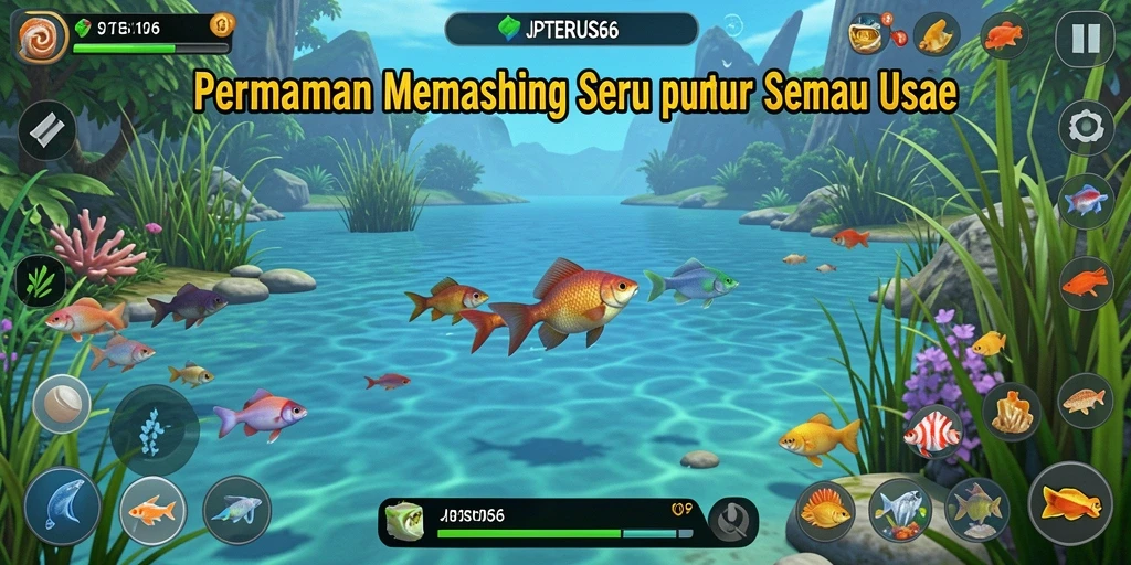 Screenshot JPTERUS66 menampilkan pemain yang sedang memancing di danau indah.