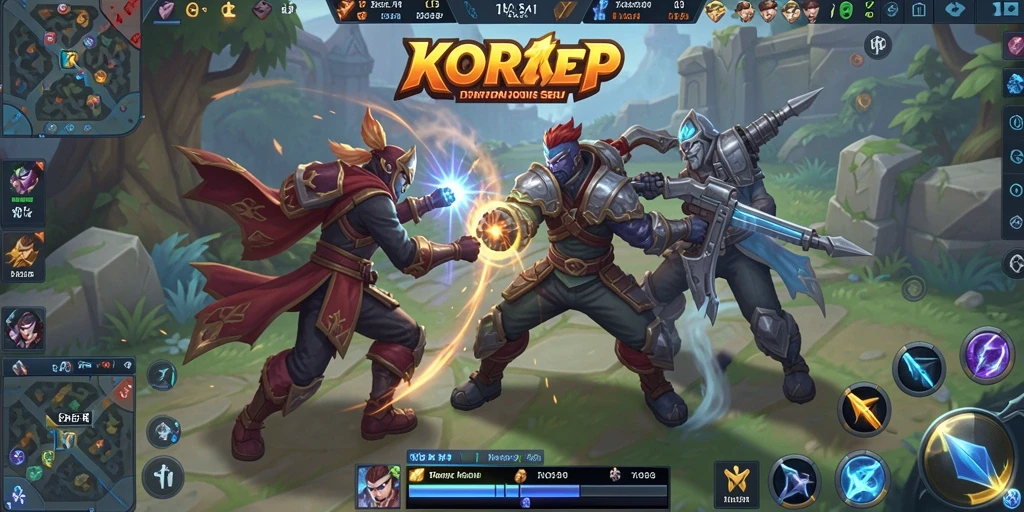 Tampilan mendebarkan dari permainan MOBA KKRP dengan aksi karakter yang seru.