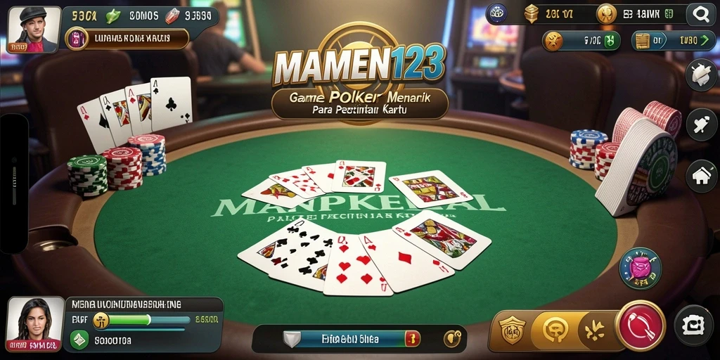 Screenshot MAMEN123 menampilkan gameplay seru dalam permainan Poker.