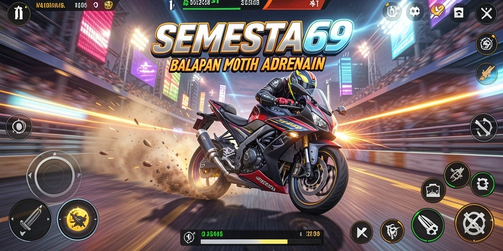 Gameplay mendebarkan balapan motor di lintasan yang menantang.